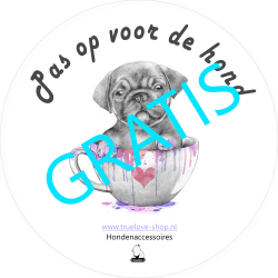 GRATIS : Sticker "Pas op voor de hond"
